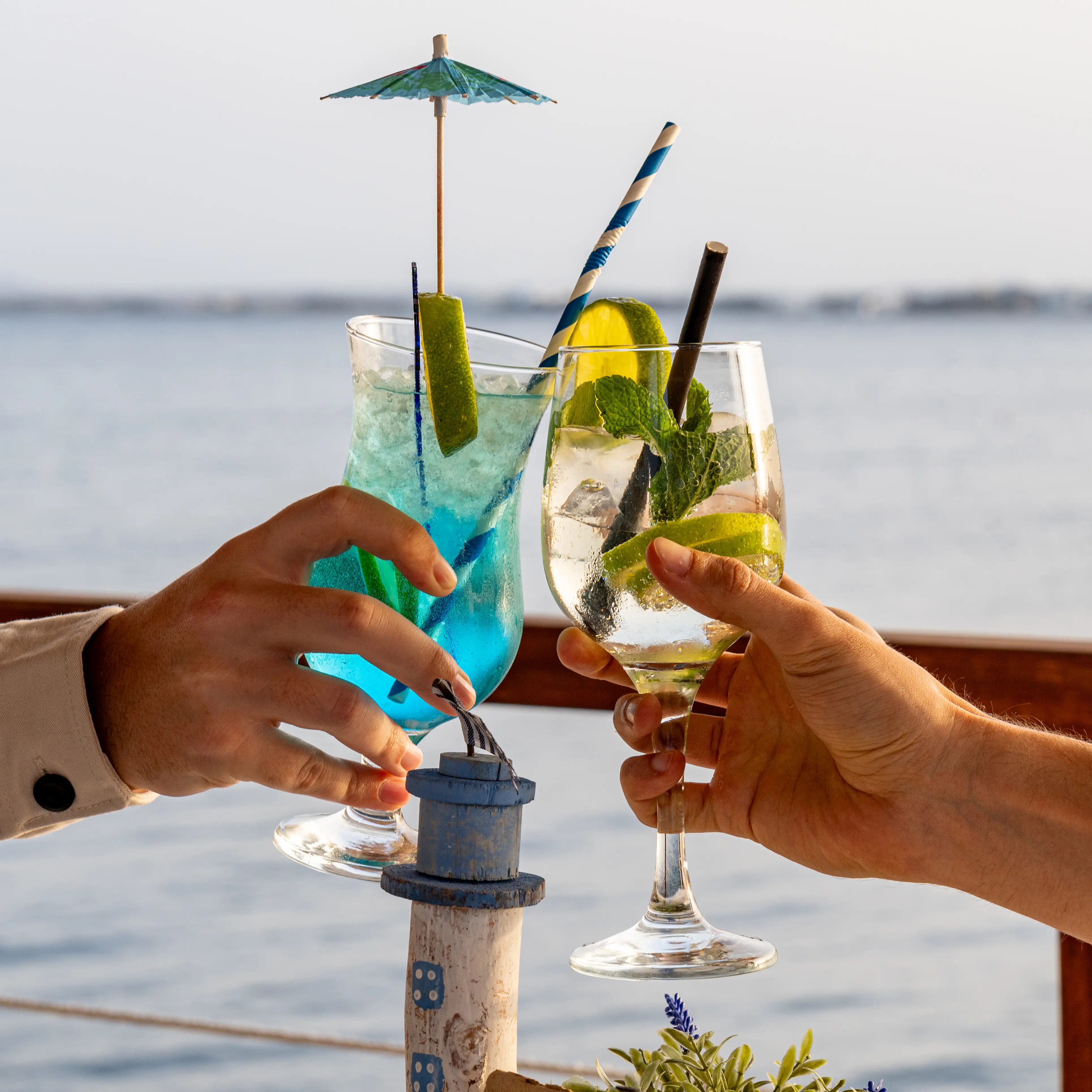 Aqua terrace at sunset overlooking the Port of Alcudia
