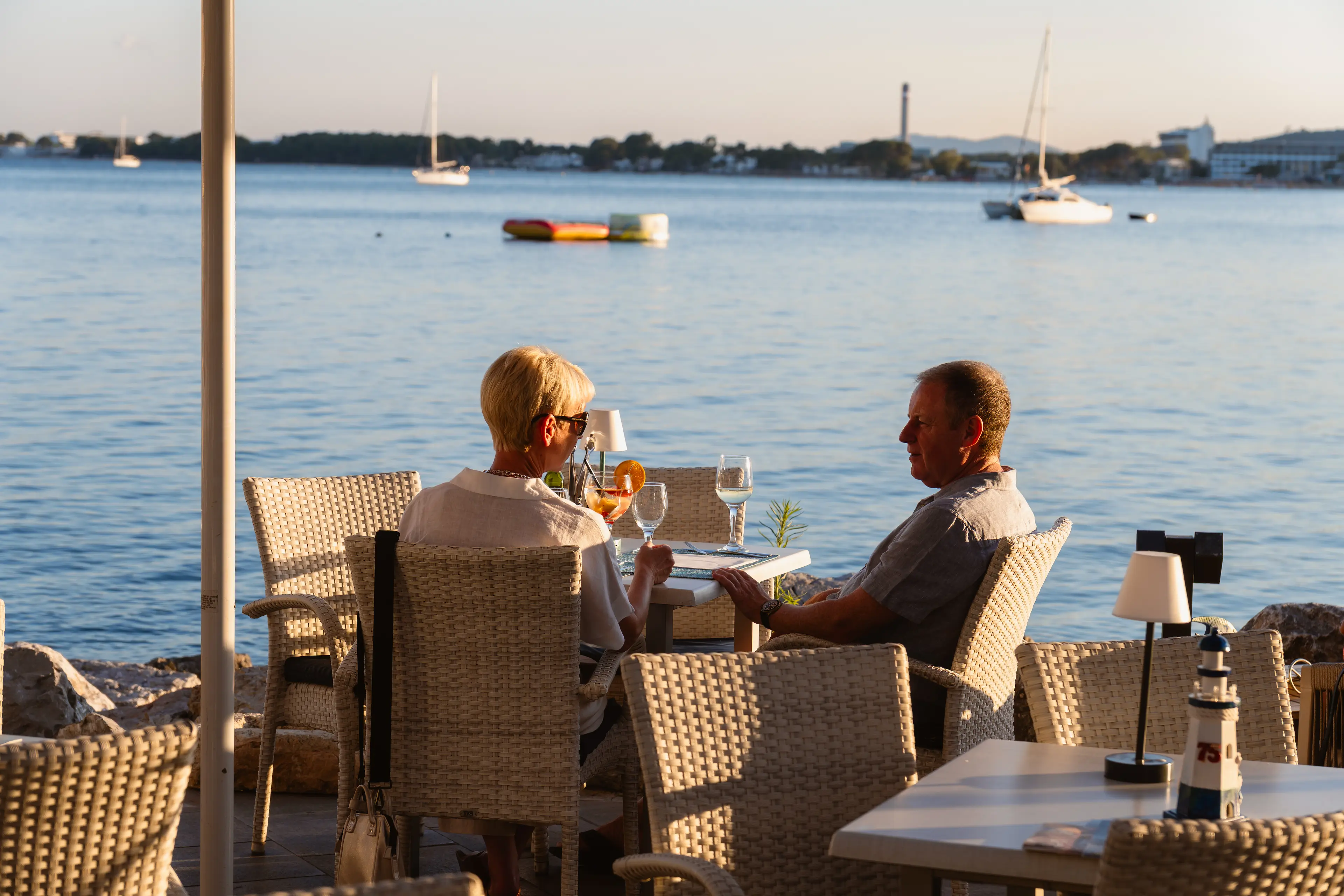 Mediterranean paella served by the sea